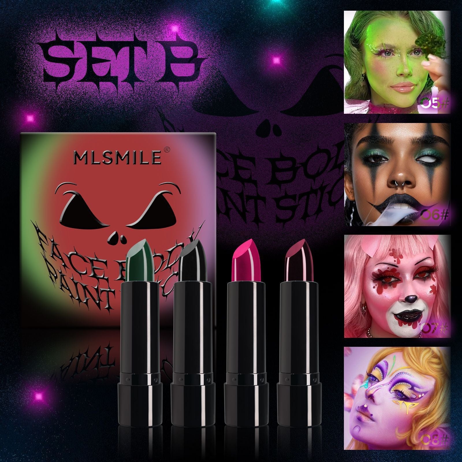 Halloween Lipstick Set for Easy White Red and Black Looks - halloween lipstick black white red easy