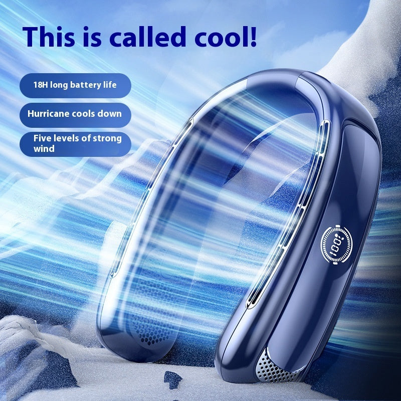 Halter Fan USB Portable Charging with Digital Display and Strong Wind Modes - halter fan usb charging portable