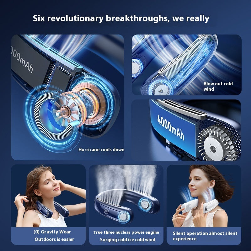 Halter Fan USB Portable Charging with Digital Display and Strong Wind Modes - halter fan usb charging portable