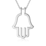 Hamsa Hand Ring Holder Keeper Pendant Necklace in Sterling Silver - Hamsa Hand Ring Holder for Sterling Silver Style