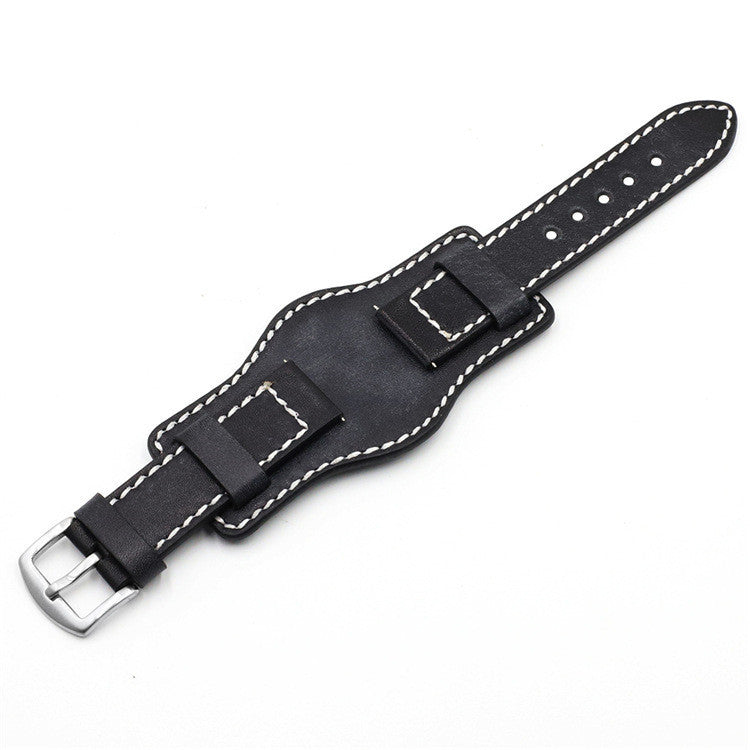 Hand - Brushed Leather Anti - Metal Allergy Tray Watch Strap - Hand Brushed Leather Anti Metal Allergy Watch Strap