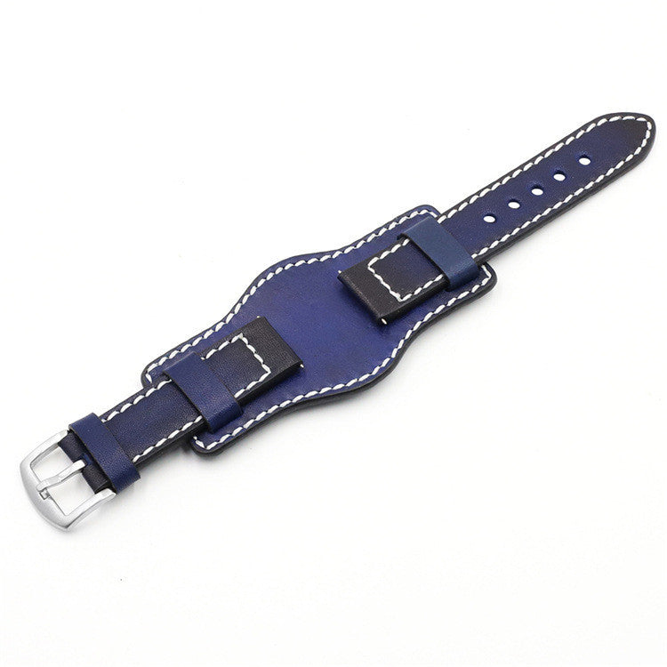 Hand - Brushed Leather Anti - Metal Allergy Tray Watch Strap - Hand Brushed Leather Anti Metal Allergy Watch Strap