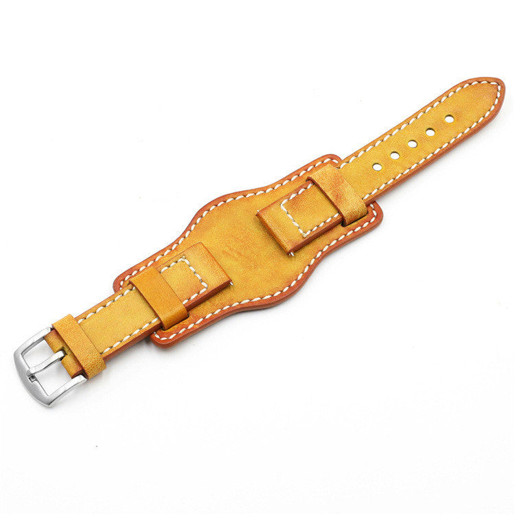 Hand - Brushed Leather Anti - Metal Allergy Tray Watch Strap - Hand Brushed Leather Anti Metal Allergy Watch Strap