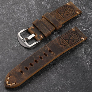 Hand-folded Cowhide Leather Strap - Hand-Folded Cowhide Leather Watch Band Silver Buckle