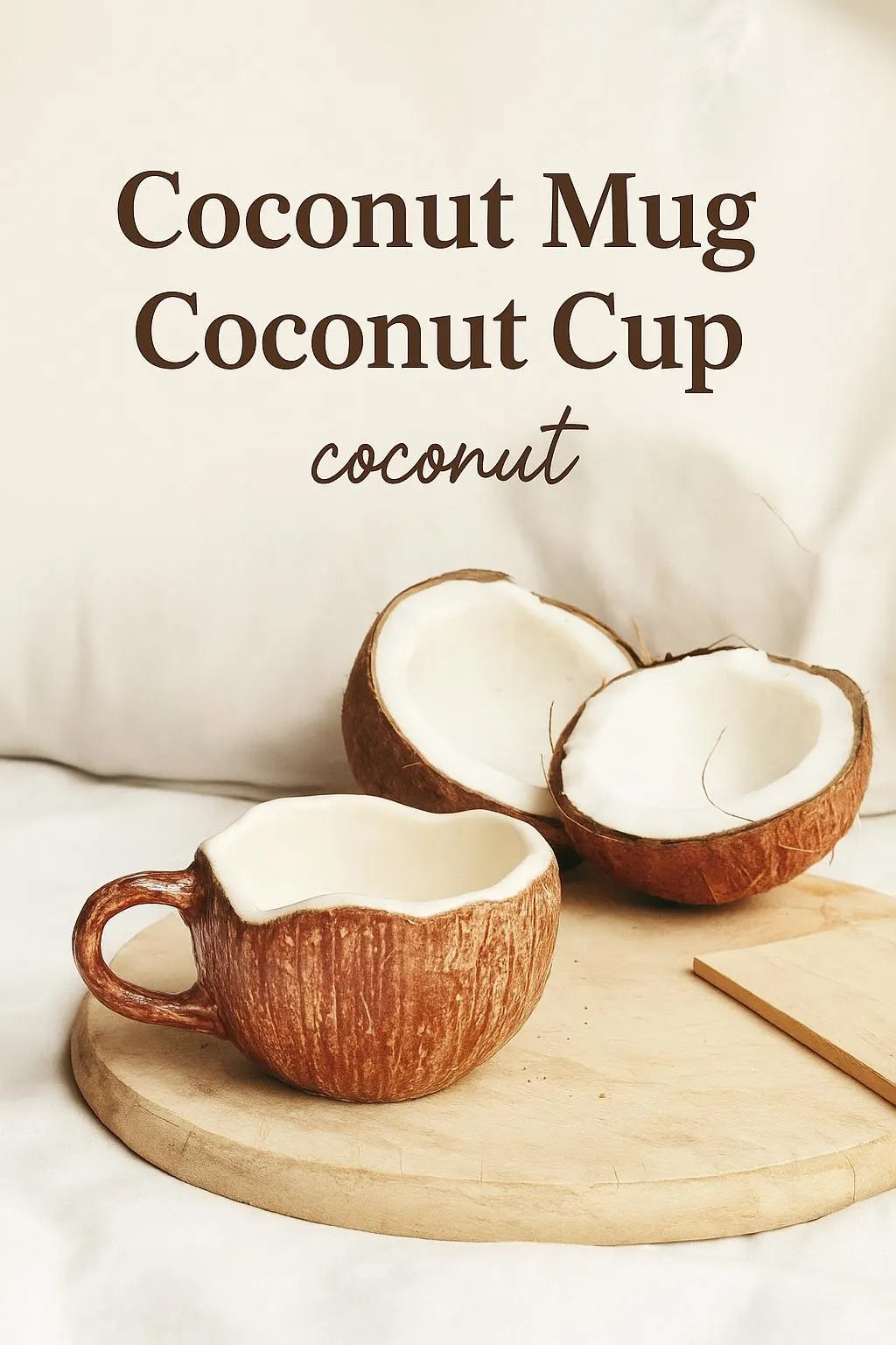 Handmade Ceramic Coconut Design Cup for Tropical Themed Drinkware - Teleplus Vibes handmade ceramic coconut design