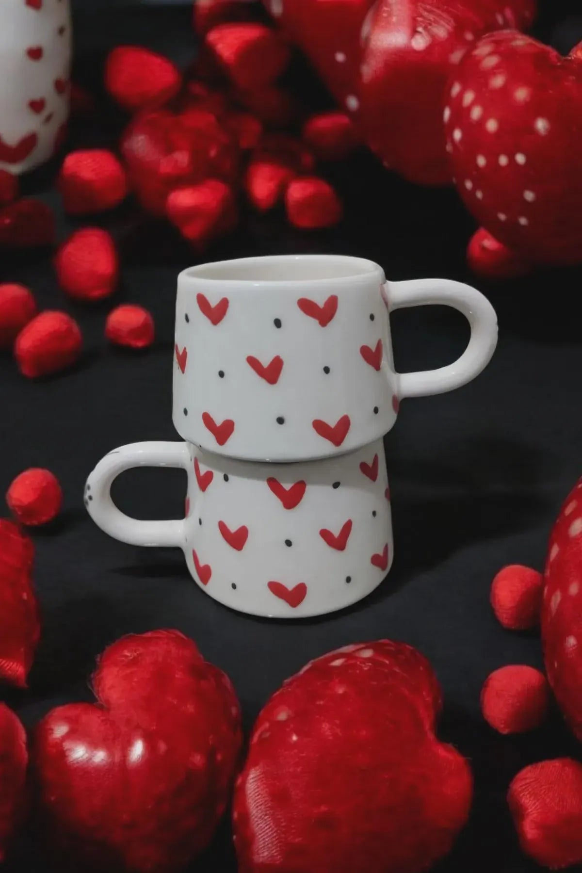 Handmade Ceramic Heart Mug Set for Love and Connection - Teleplus handmade ceramic heart mug valentine’s day set