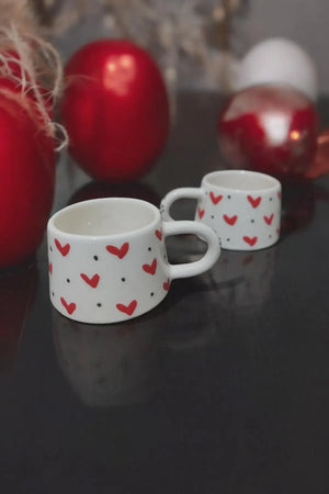 Handmade Ceramic Heart Mug Set for Love and Connection - Teleplus handmade ceramic heart mug valentine’s day set
