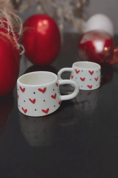 Handmade Ceramic Heart Mug Set for Love and Connection - Teleplus handmade ceramic heart mug valentine’s day set