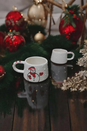 Handmade Christmas Mug Set with Holiday Motifs for Festive Season - handmade christmas mug set