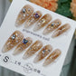 Handmade Detachable Almond Nail Stickers with Gold Armor Design - Teleplus handmade detachable almond wear nail stickers