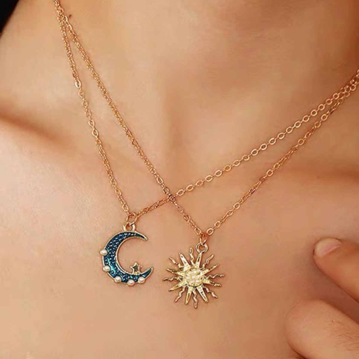 Gold Alloy Sun and Moon Pendant for Handmade DIY Bracelet Necklace Jewelry - Earrings in handmade diy bracelet necklace