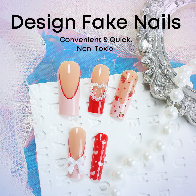 Handmade Nail Stickers with Love Heart and Bow for Water Pipe Wear - Teleplus long water pipe wear handmade nail