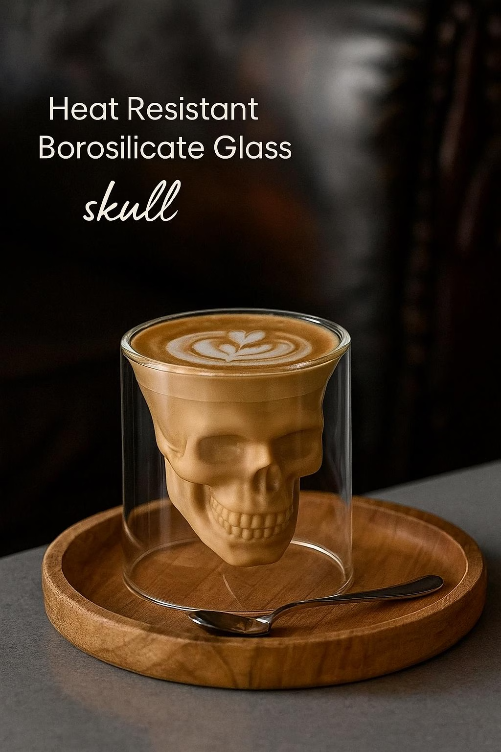 Handmade Skull Double Wall Glass Cup for Coffee Tea or Cocktails - Teleplus and handmade skull double gothic decor