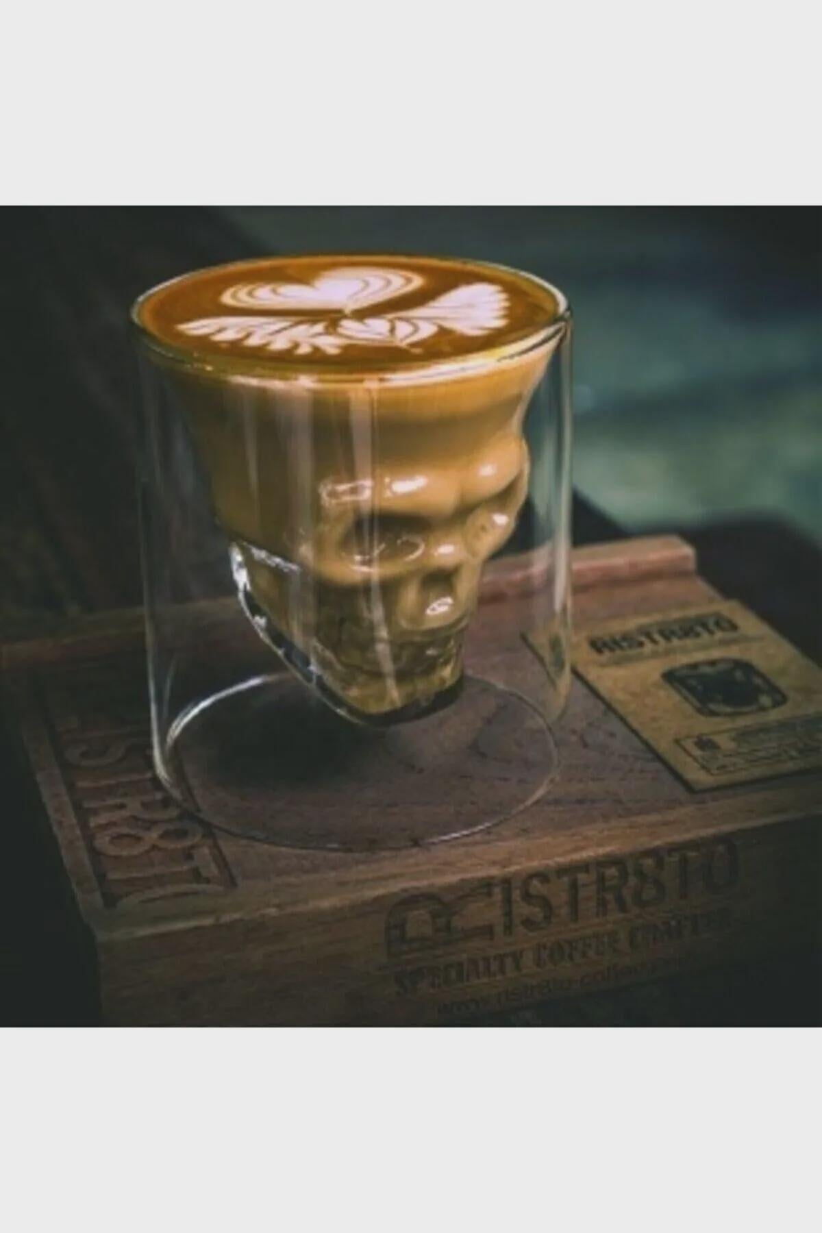 Handmade Skull Double Wall Glass Cup for Coffee Tea or Cocktails - Teleplus and handmade skull double gothic decor