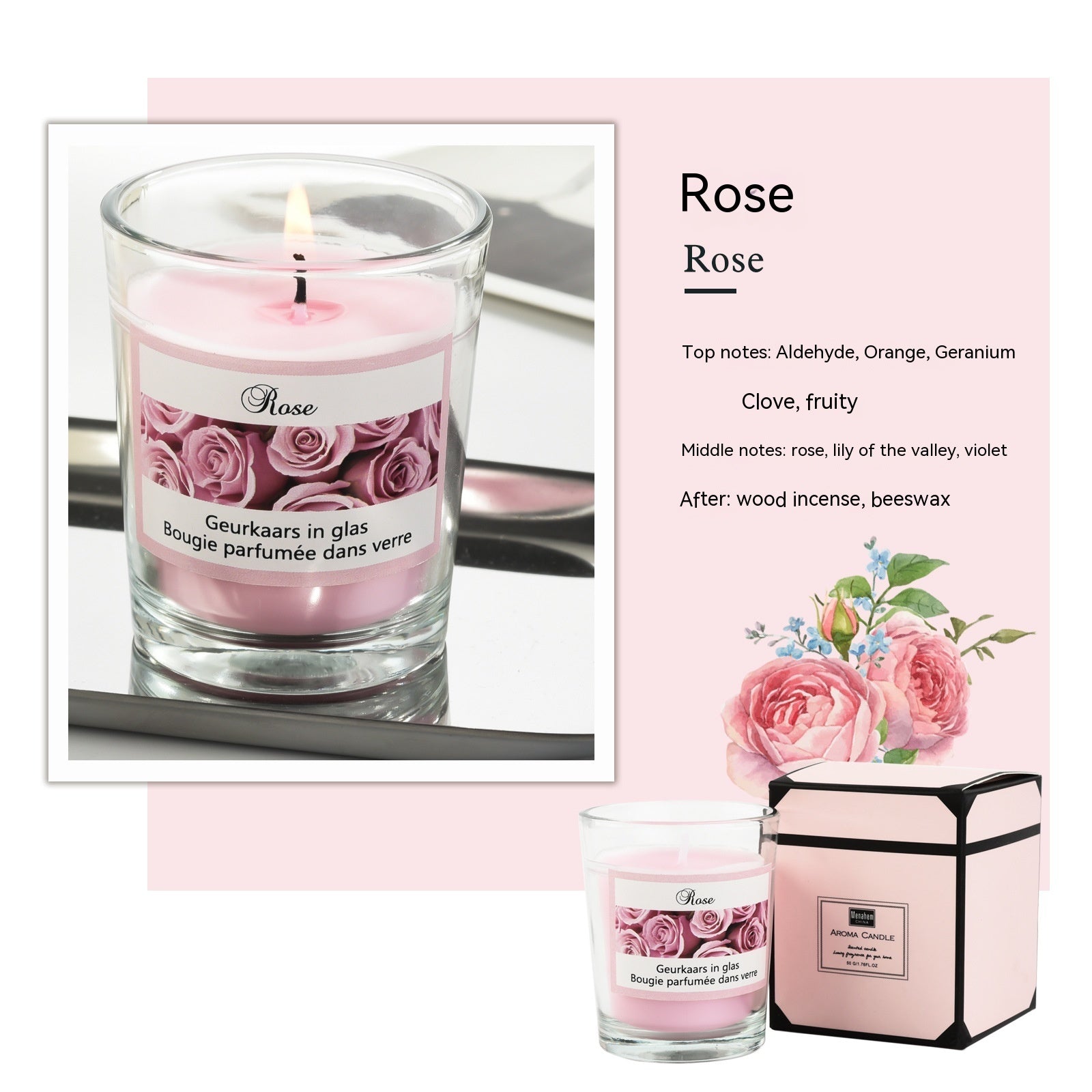 Handmade Soy Wax Candle in Pink Box for Essential Oil Sets - Teleplus essential oil sets set
