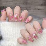 Handmade Strawberry Sweetheart Nail Stickers with Starry Sky and Leopard Print - Teleplus for Cute Nails handmade