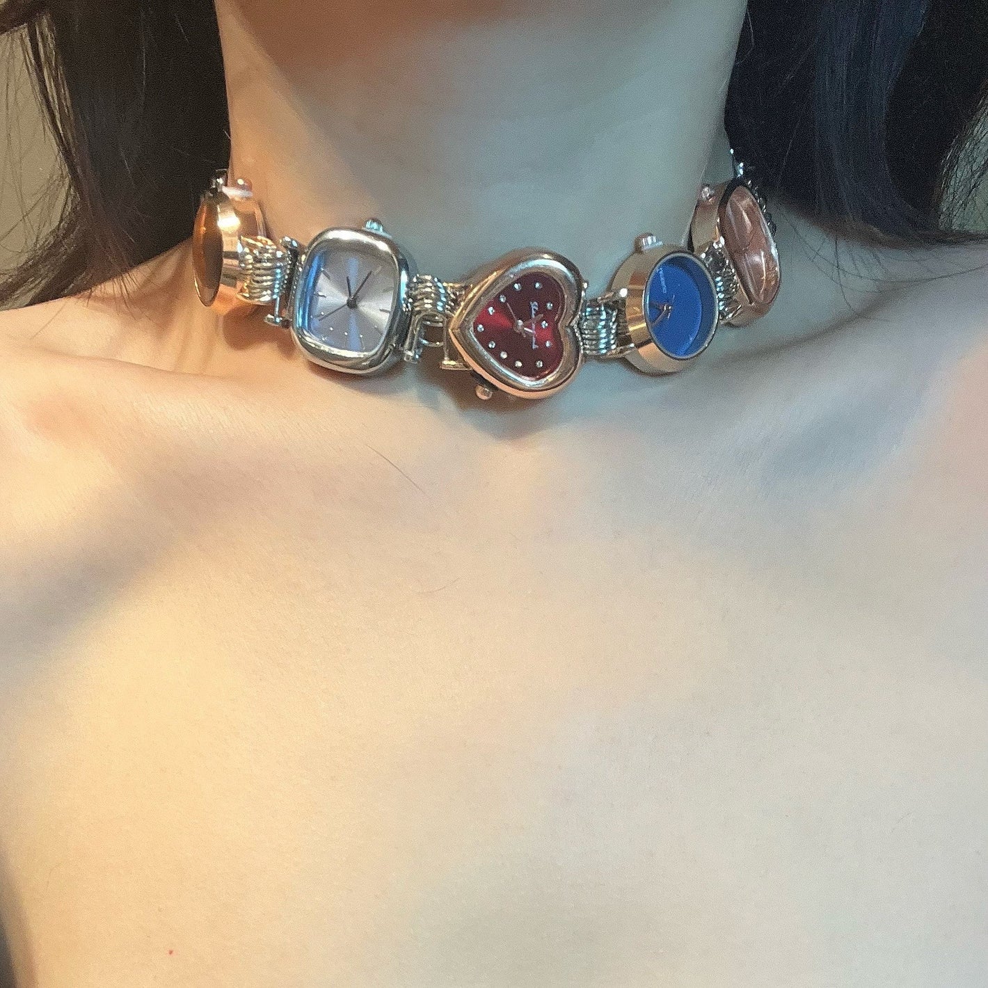 Handmade Titanium Steel Rainbow Candy Necklace Punk Heavy Industry Jewelry - handmade titanium steel punk heavy industry