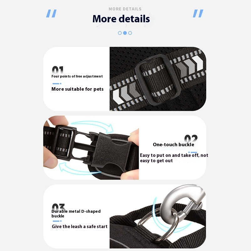 Hands-Free Pet Leash with Adjustable Breast Strap for Chest Circumference XS S - Teleplus [chest circumference breast