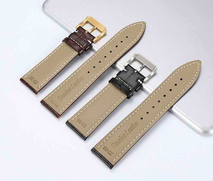 Head Layer Leather Bamboo Knot Pattern Watch Strap Accessories - Head Layer Leather Watch Strap in Bamboo Knot Design