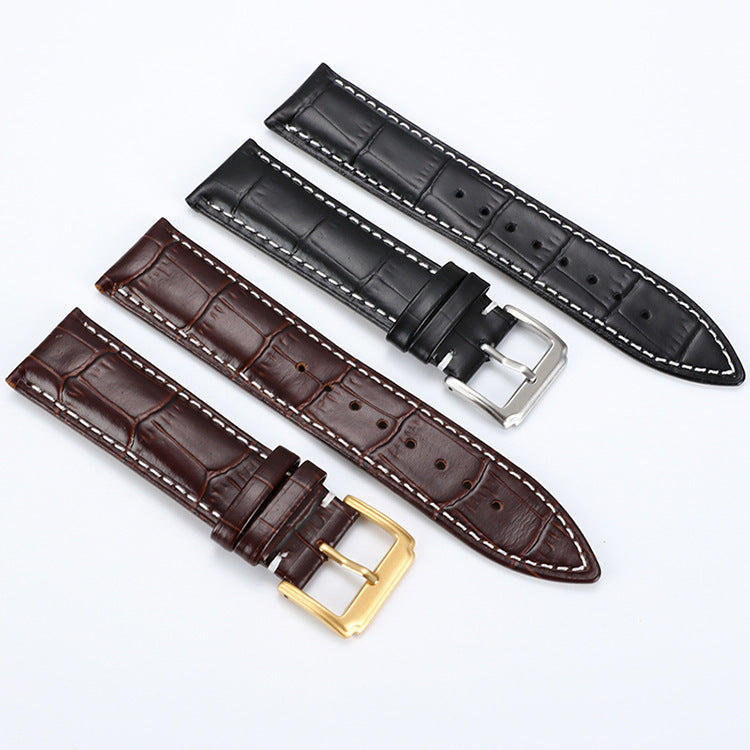 Head Layer Leather Bamboo Knot Pattern Watch Strap Accessories - Head Layer Leather Watch Strap in Bamboo Knot Design