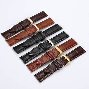 Head Layer Leather Bamboo Knot Pattern Watch Strap Accessories - Head Layer Leather Watch Strap in Bamboo Knot Design