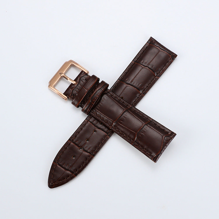 Head Layer Leather Bamboo Knot Pattern Watch Strap Accessories - Head Layer Leather Watch Strap in Bamboo Knot Design