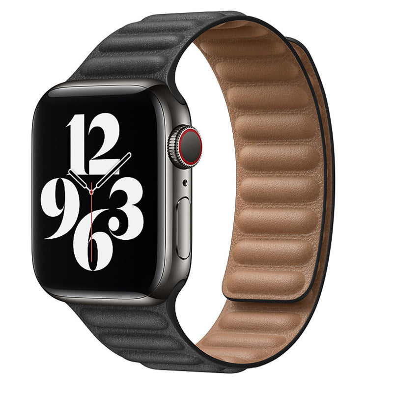 Leather Magnetic Double Suck for iWatch with Head Layer 38mm 42mm - Suction Watch Strap head layer leather magnetic