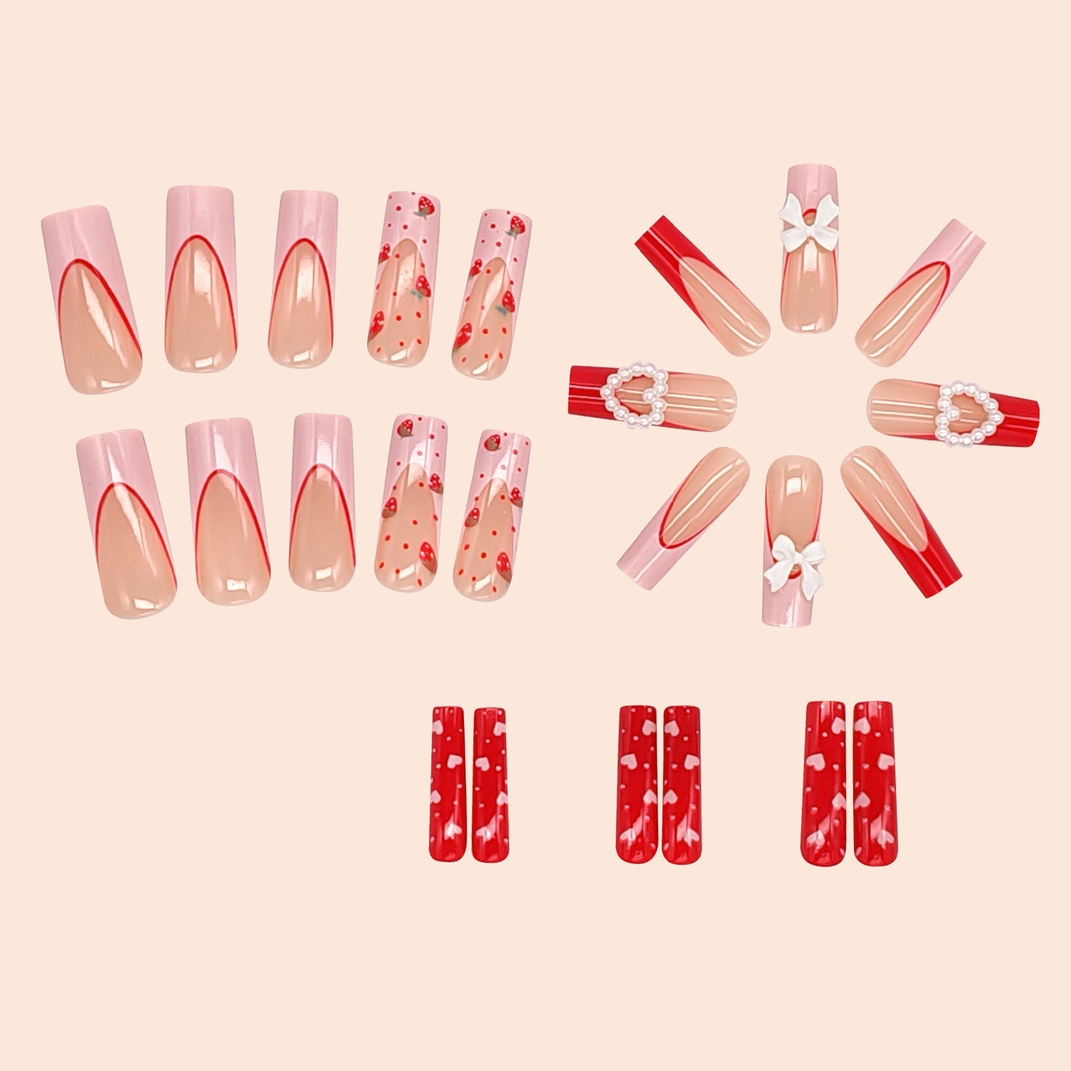 Heart Bowknot Strawberry Nail Stickers for Painting Art - Teleplus heart bowknot strawberry painting nail