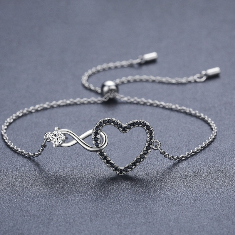 Heart-Shaped 8-shaped Bracelet Zircon Decoration - Heart-Shaped 8-Shaped Zircon Bracelet for Women