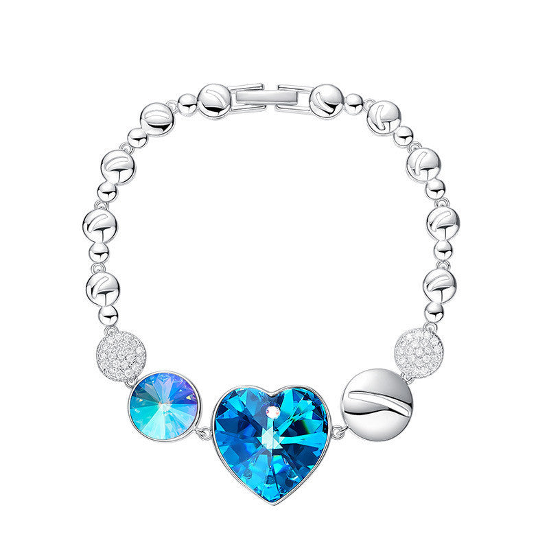 Heart Shaped Women’s Bracelet - Heart Shaped Copper Women’s Bracelet in Blue and Purple