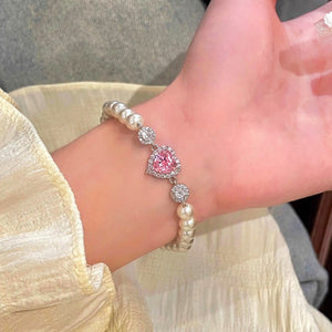 Heart-shaped Zircon Empress Heart-shaped Pearl Bracelet Fashion - Heart Shaped Pearl Bracelet with Zircon Empress Style