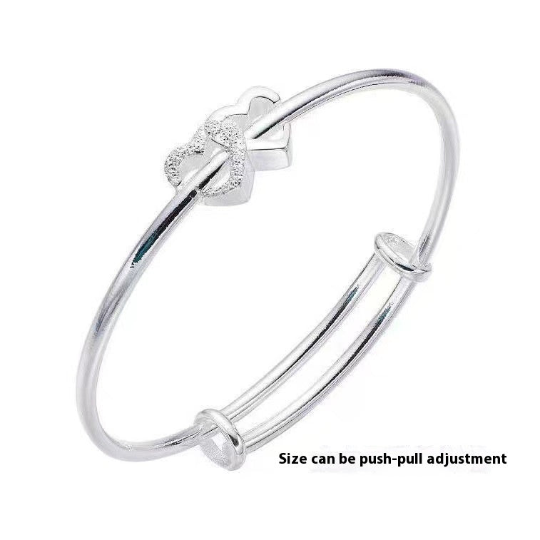 Heart-to-heart Bracelet Push-pull Adjustable - Heart-to-heart Push-pull Adjustable Silver Bracelet