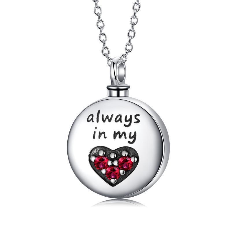 Heart Urn Engraved Cremation Necklace for Ashes in Sterling Silver - Heart Urn Necklace That Sparkles and Remembers