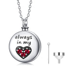 Heart Urn Engraved Cremation Necklace for Ashes in Sterling Silver - Heart Urn Necklace That Sparkles and Remembers