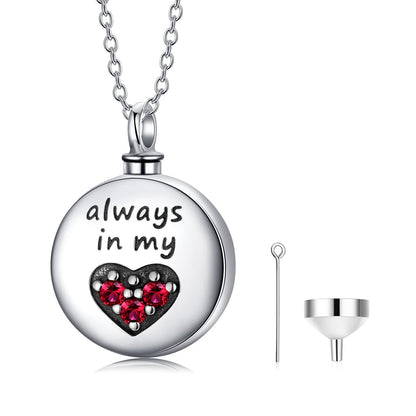 Heart Urn Engraved Cremation Necklace for Ashes in Sterling Silver - Heart Urn Necklace That Sparkles and Remembers