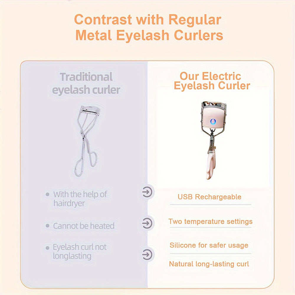 Heated Eyelash Curler with Radian Design and Multiple Heating Modes Electric - Teleplus heated eyelash curlers heating