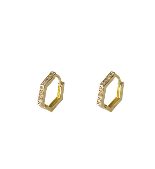 Hexagonal Zircon Stud Earrings - Hexagonal Zircon Stud Earrings That Rock the Hexagon!