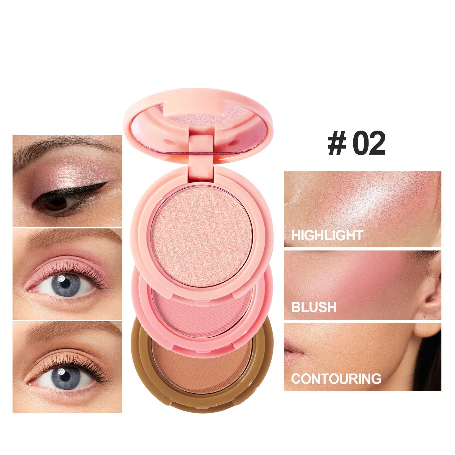 High Gloss Powder Blusher for Skin Brightening and Facelift 3in1 - Teleplus high gloss powder blusher facelift
