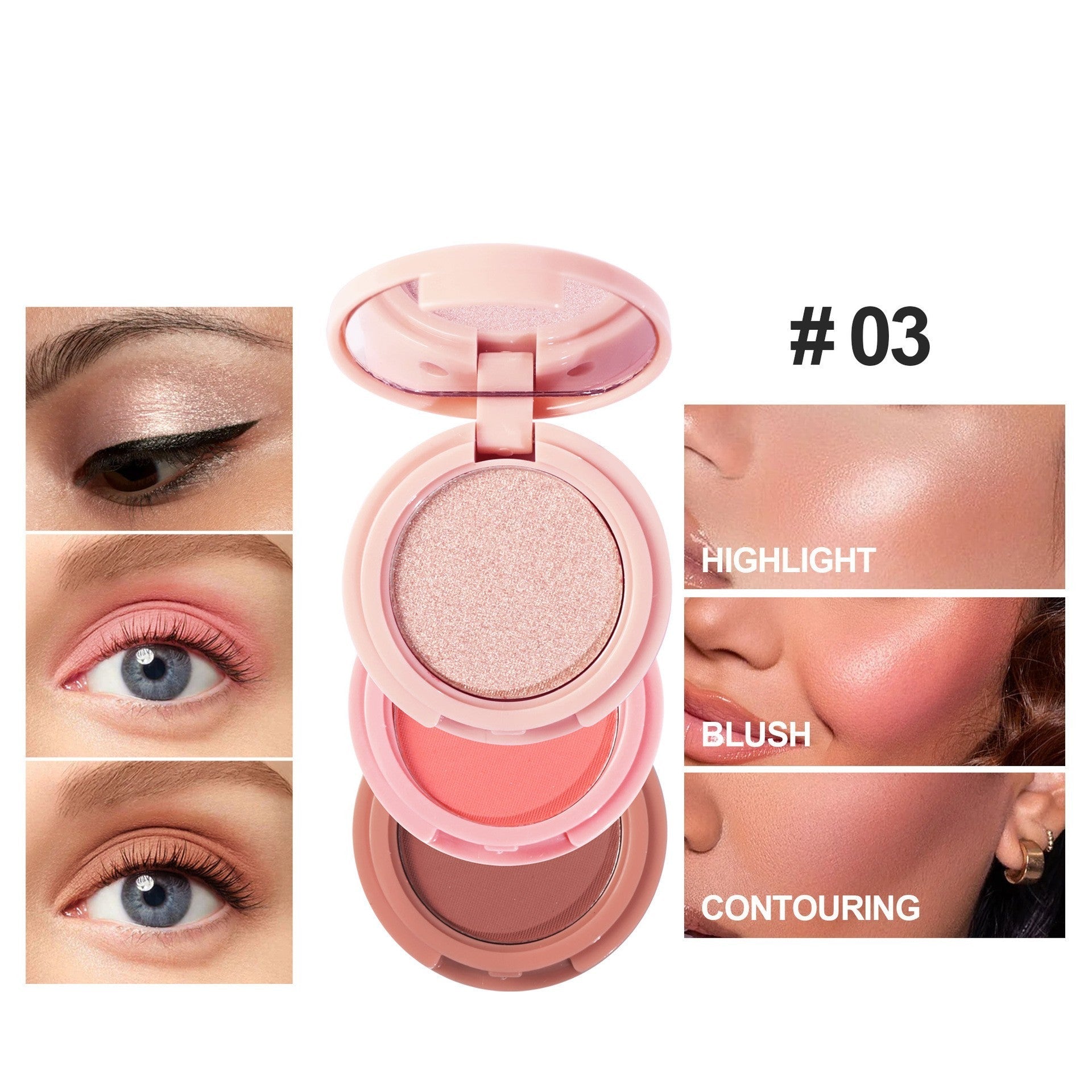 High Gloss Powder Blusher for Skin Brightening and Facelift 3in1 - Teleplus high gloss powder blusher facelift