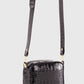 Black Croc Embossed Crossbody Bag for Women