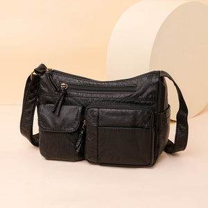 High-Quality Washed Polyester Crossbody Bag with Multiple Pockets - Teleplus for Daily Use washed high quality