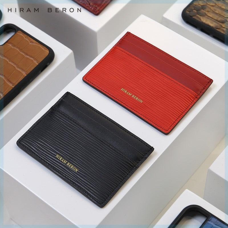 Hiram Beron Leather Card Holder with Red and Black Packing - for Style Laughs leather card holder hiram beron