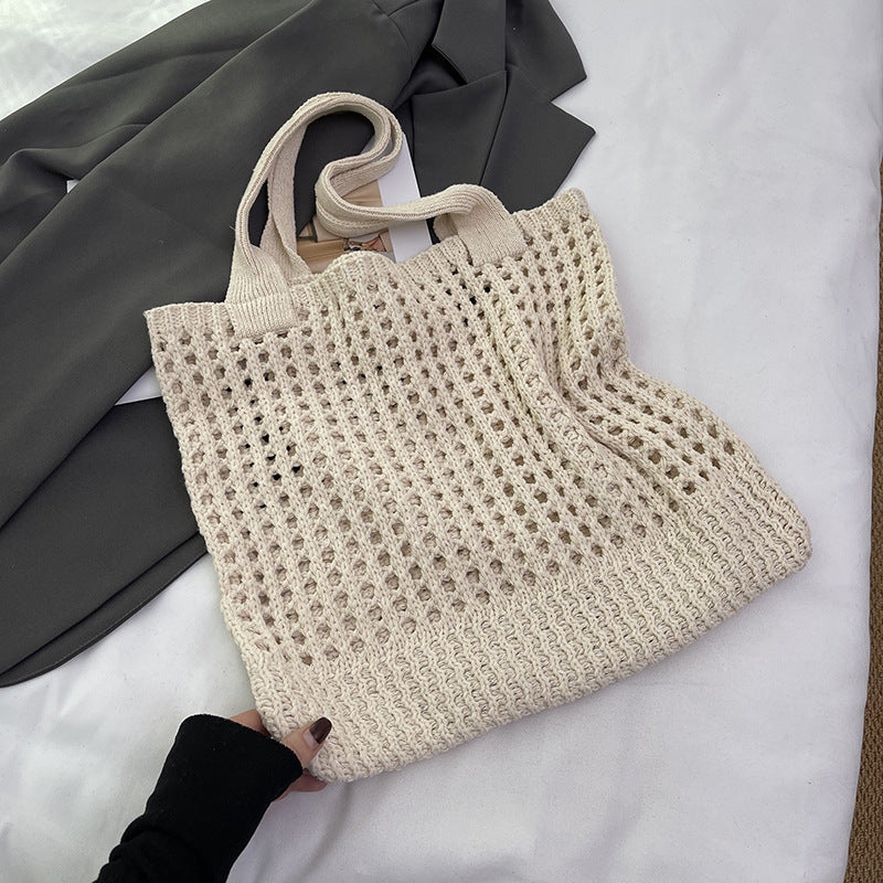 Hollow Knitted Large Capacity Shoulder Bag for Daily - Teleplus hollow knitted large capacity shoulder bag