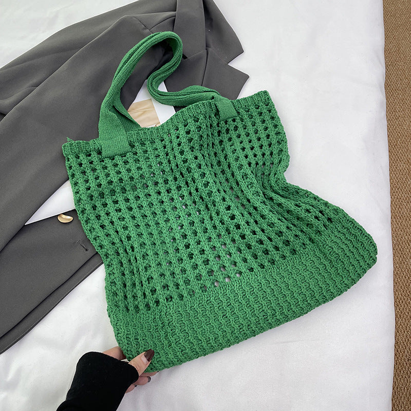 Hollow Knitted Large Capacity Shoulder Bag for Daily - Teleplus hollow knitted large capacity shoulder bag