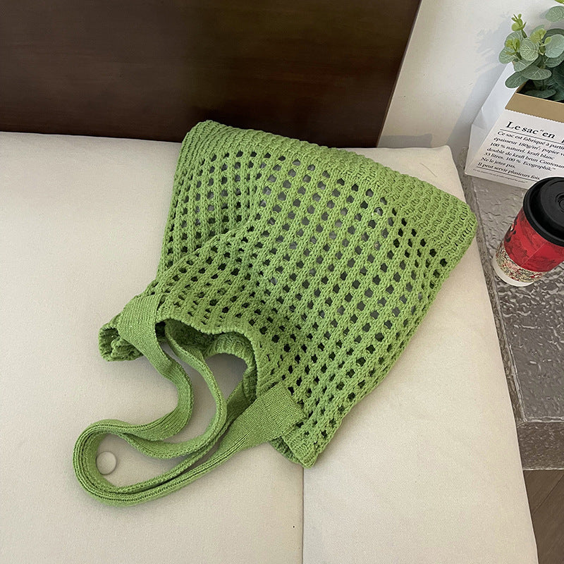 Hollow Knitted Large Capacity Shoulder Bag for Daily - Teleplus hollow knitted large capacity shoulder bag