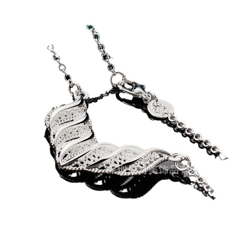 Hollow Leaf Necklace 45cm Alloy Chain Popular Leaves Jewelry for Women - Pendant For Leafy Delight united states chf