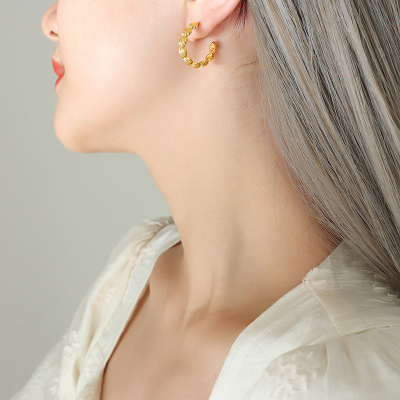 Hong Kong Style Ins Trendy Fashion Commuter Copper Shell C- Shaped Earrings Ear Rings - C-Shaped Earrings That’ll