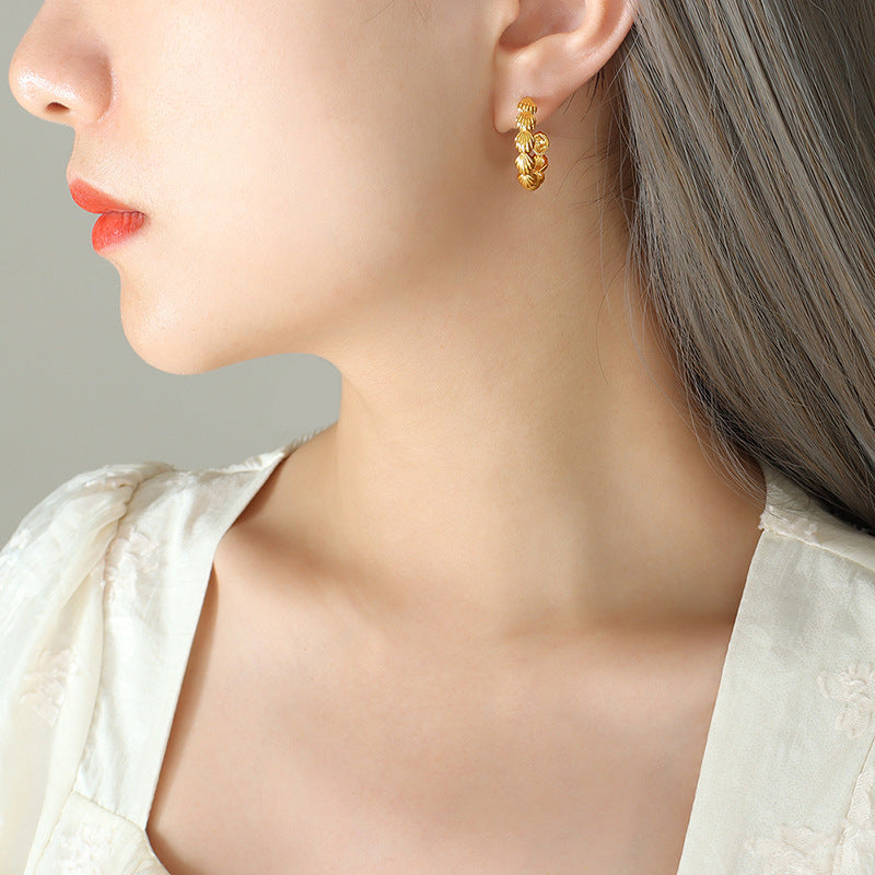 Hong Kong Style Ins Trendy Fashion Commuter Copper Shell C- Shaped Earrings Ear Rings - C-Shaped Earrings That’ll