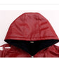 Hooded Padded Coat Leather Jacket with PU and Polyester Lining - Teleplus for Men hooded padded coat leather jacket wear