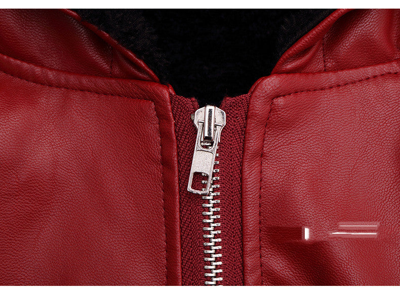Hooded Padded Coat Leather Jacket with PU and Polyester Lining - Teleplus for Men hooded padded coat leather jacket wear